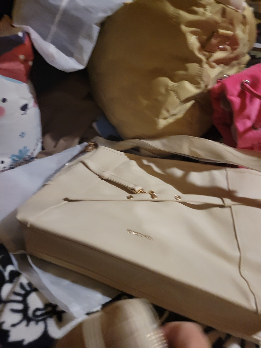 Chic Cream Tote Bag with Gold Accents - Montana West